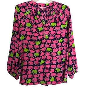 Lilly Pulitzer Silk Elsa Button Front Blouse Top Size Large